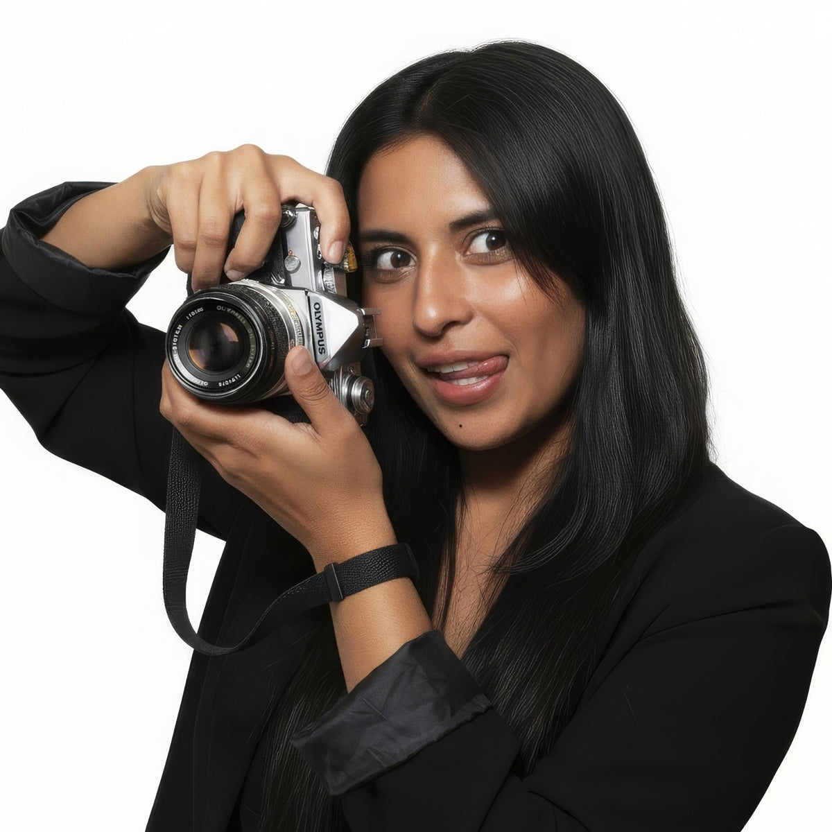 Black Cotton Canvas Camera Wrist Strap 16" + Peak Design Anchor