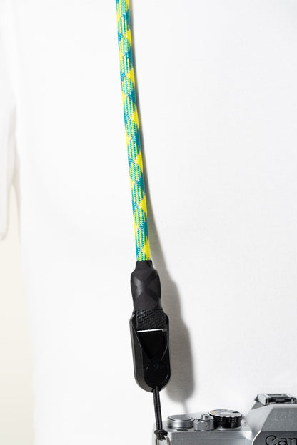 Green & Yellow Rope Camera Strap, 2-Point or Single-Point + Peak Design Anchors