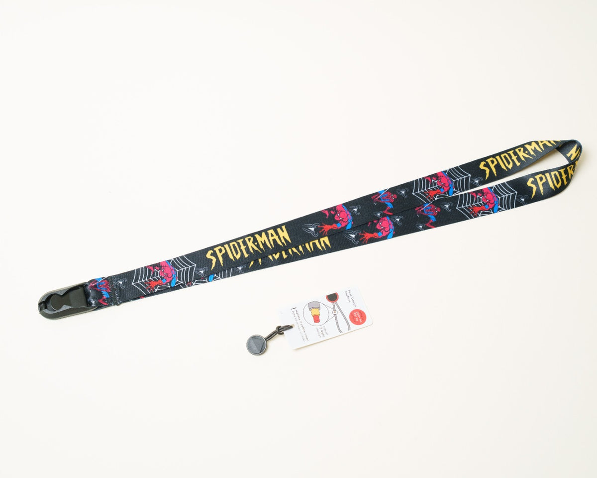 Superhero Print Camera Lanyard, Spider-Man or Deadpool, 1" x 38" + Peak Design Anchor