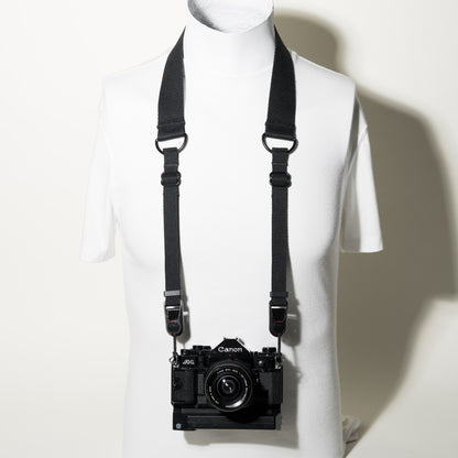 Vintage Style All Black Camera Strap 1.5", Adjustable 38-50" + Peak Design Anchors