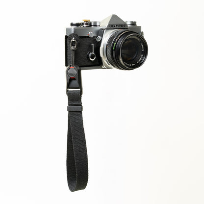 Black Cotton Canvas Camera Wrist Strap 16" + Peak Design Anchor