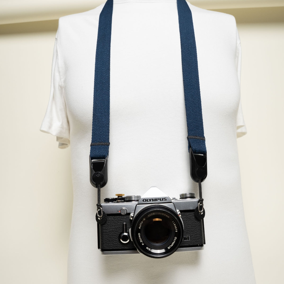 Cotton Camera Neck Strap 40" x 1", Navy Blue, Khaki or Olive Green + Peak Design Anchors