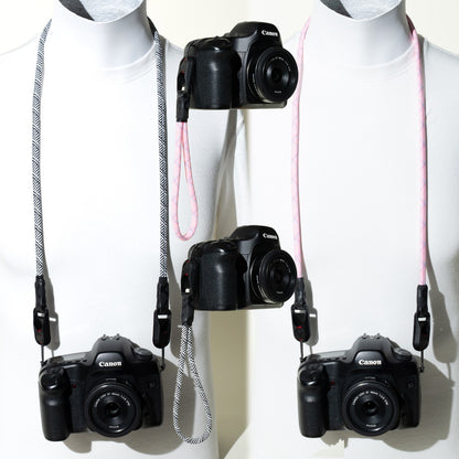 Pink or Black & White Rope Camera Strap, Neck 40" or Wrist + Peak Design Anchors
