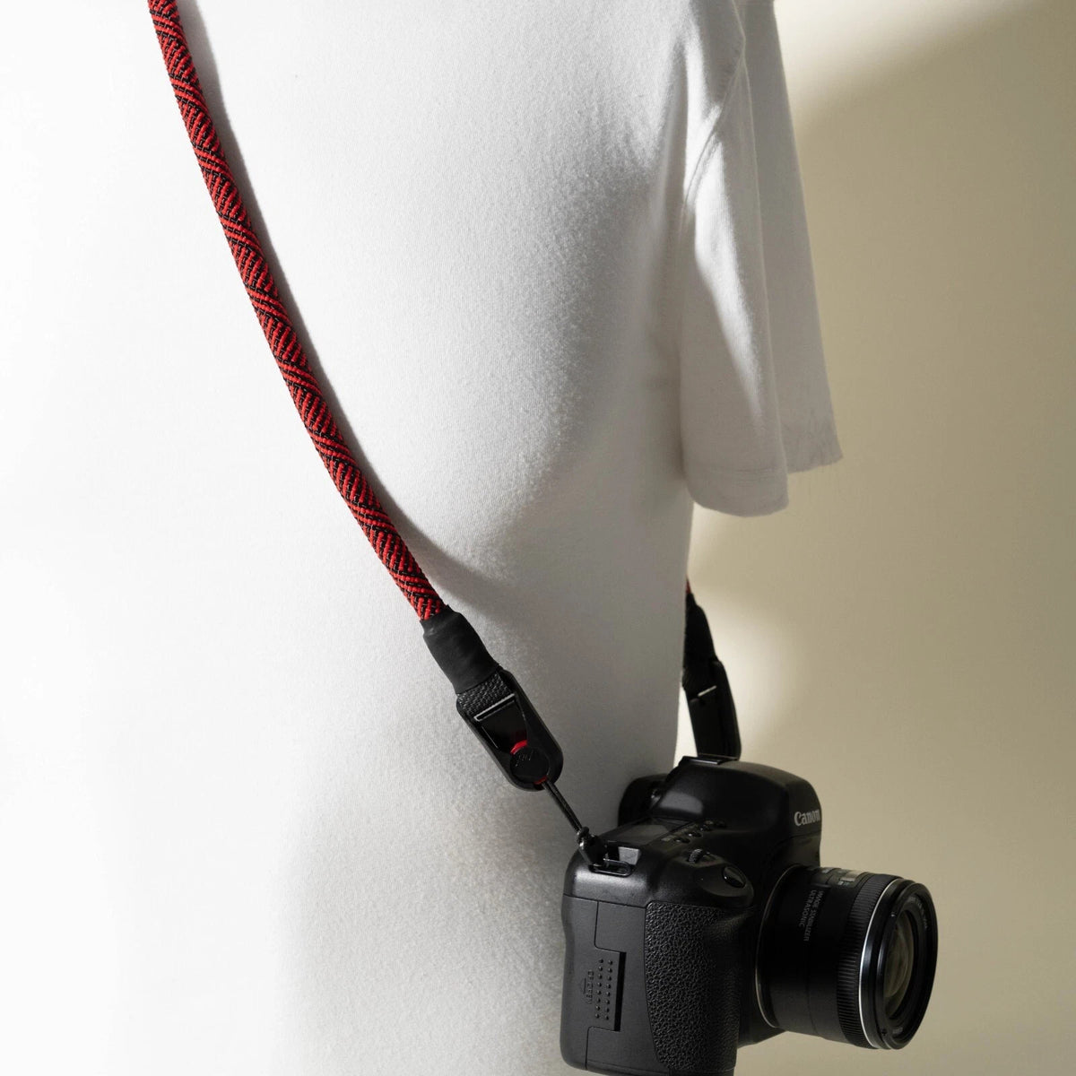 Red & Black Climbing Rope Camera Strap, Neck 40" or Wrist 14" + Peak Design Anchors