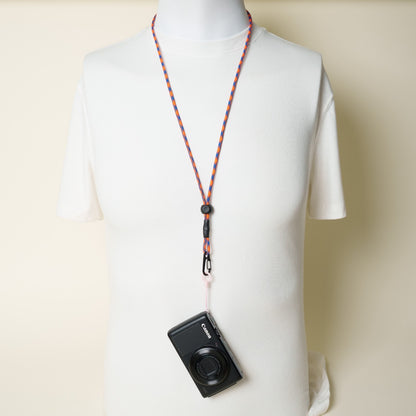 Blue & Orange Paracord Camera Strap, 38" Lanyard or 16" Wrist