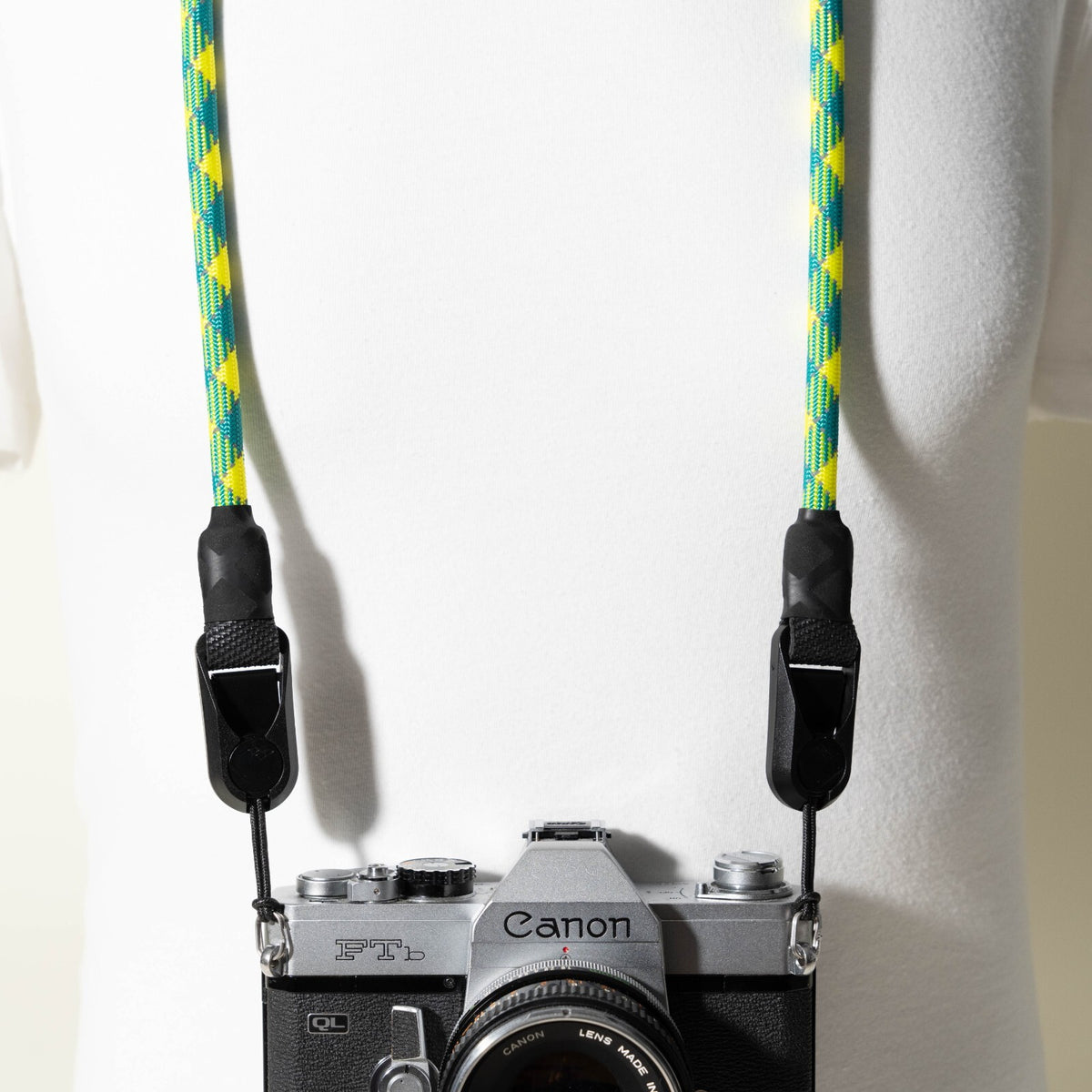 Green & Yellow Rope Camera Strap, 2-Point or Single-Point + Peak Design Anchors
