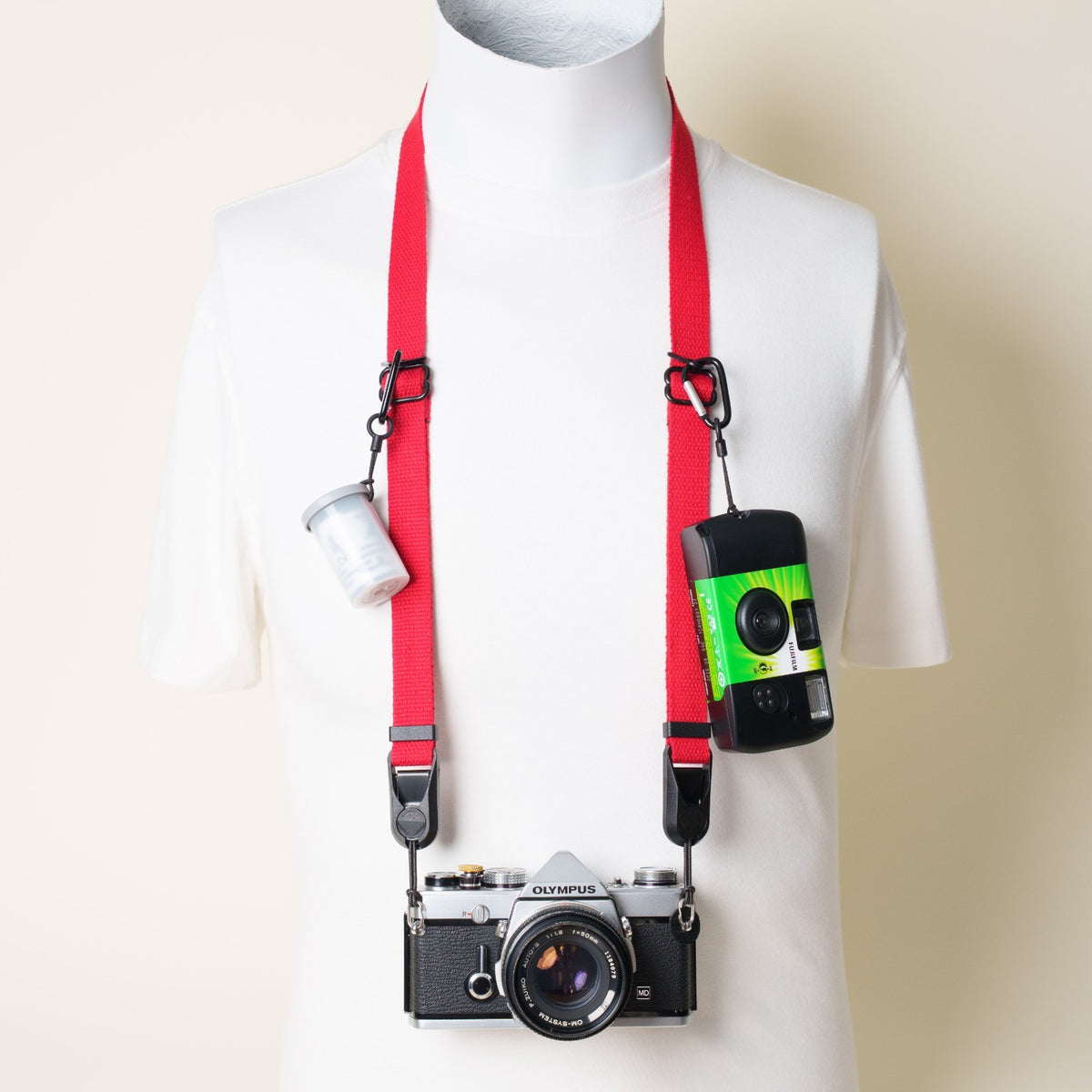 Cotton Camera Strap, Black, Red or Yellow, Neck 28-52" or Wrist + Peak Design Anchors