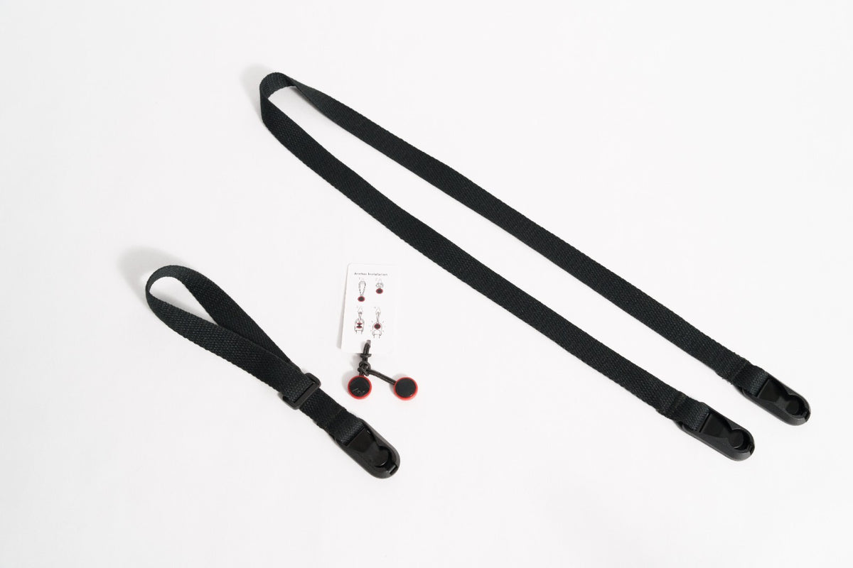 Black Cotton Canvas Camera Strap Combo, 42" Neck + Wrist Strap