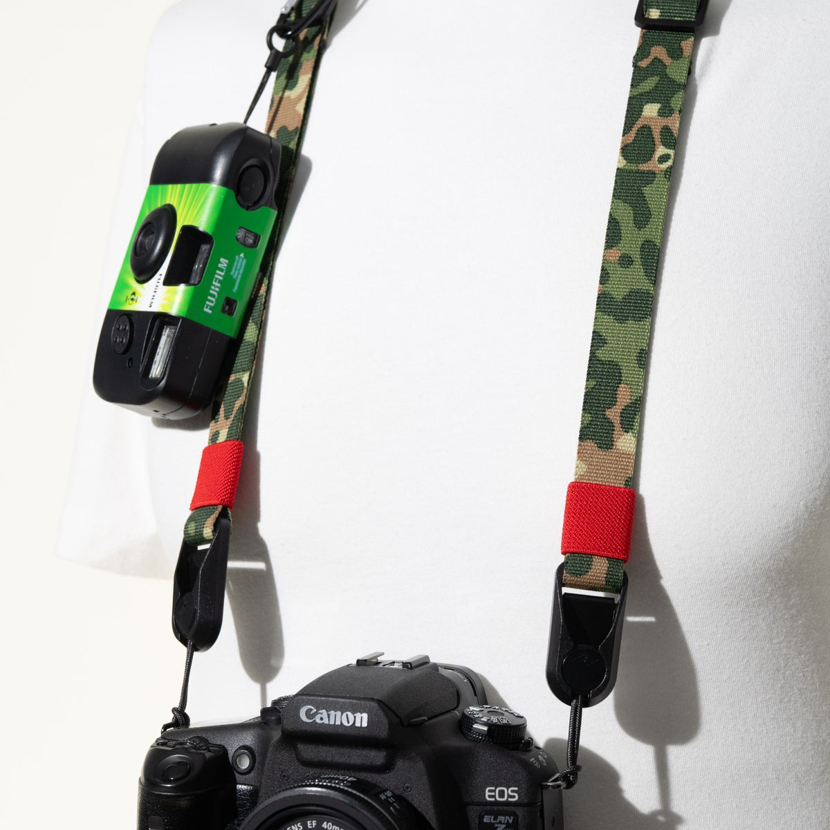 Green Camo Dual Adjustable Camera Strap 35-50", Accessory Mount + Peak Design Anchors