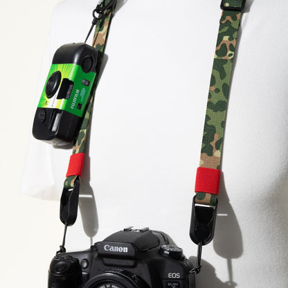 Green Camo Dual Adjustable Camera Strap 35-50", Accessory Mount + Peak Design Anchors
