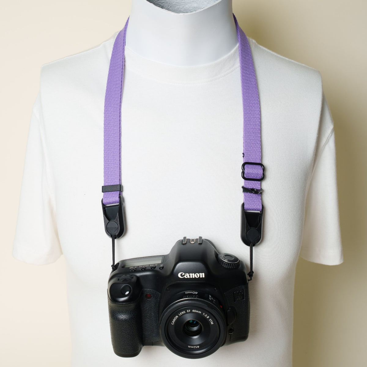 Purple Cotton Camera Strap, Adjustable Neck 30-50" or Wrist + Peak Design Anchors