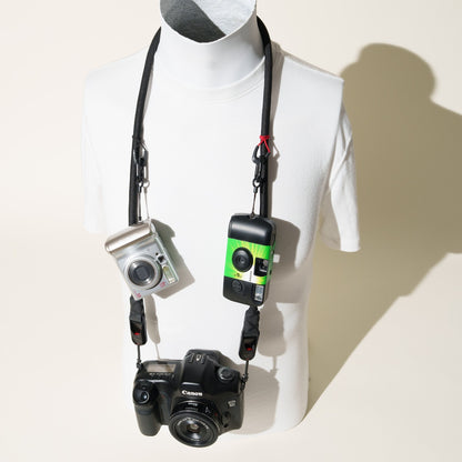 Black Climbing Rope Camera Strap 42" with Removable Loop Mounts + Peak Design Anchors